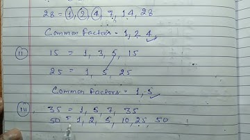 Class 6 - Exercise 3.4 - Q 1 | Find the common factors of 20 and 28 (b) 15 and 25 (c) 35 and 50