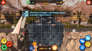 Bridge construction simulator level 10, 3 star walkthrough easy hard medium canyon
