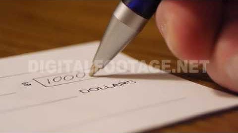 CLIP #63 / Check Being Written For One Thousand Dollars