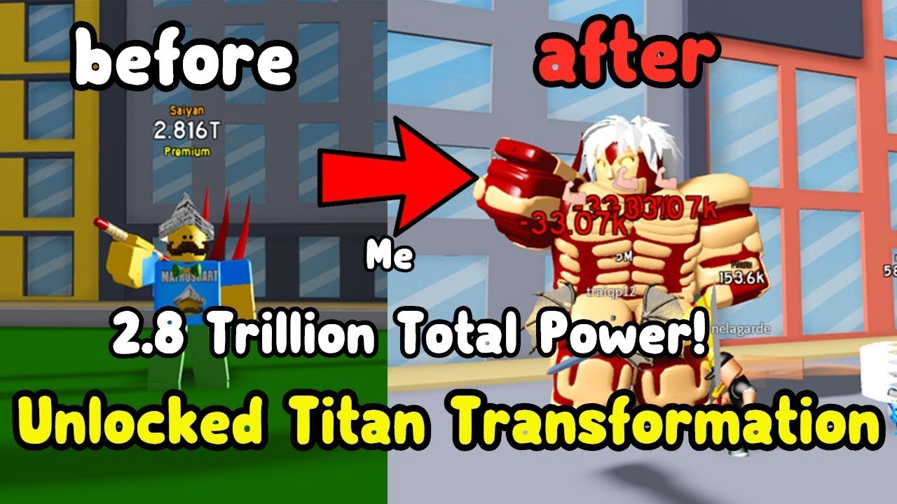 I Got Titan Transformation Reached 3 Trillion Total Power Anime Fighting Simulator Youtube - armored titan anime fighting simulator roblox