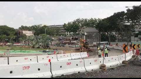 Excavation work for temporary bypass road for traffic heading towards PIE (Changi Airport)