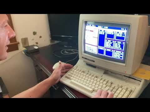 Ancient computer Tandy 1000HX part 2, ms-dos 2.1 and personal desk mate 2, plus kicking sound system