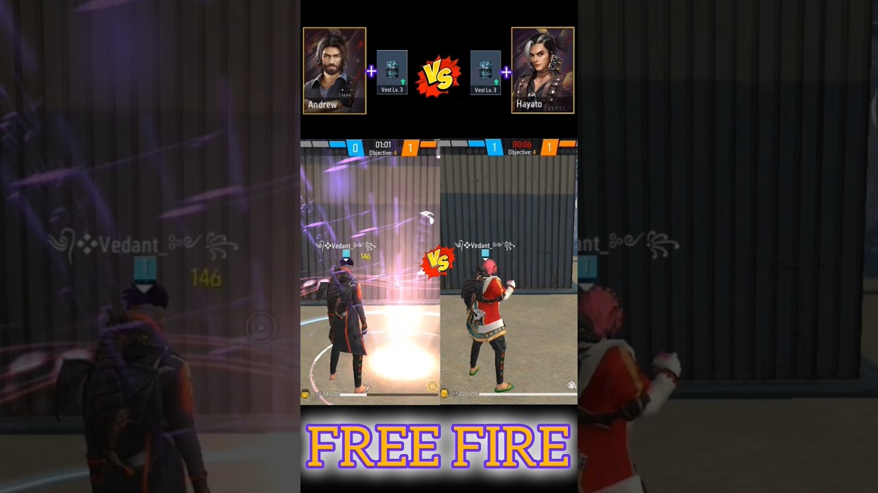 Andrew VS Hayato Character Ability Test in free fire 