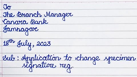 Application to change specimen signature in bank account| Specimen signature change letter
