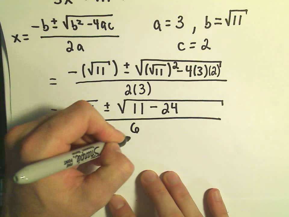 Solving Quadratic Equations using the Quadratic Formula - Example 2