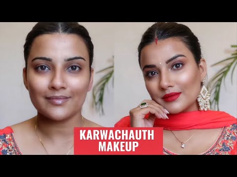 *GIVEAWAY* EASY KARWACHAUTH LOOK | Red Suit | Festive Look