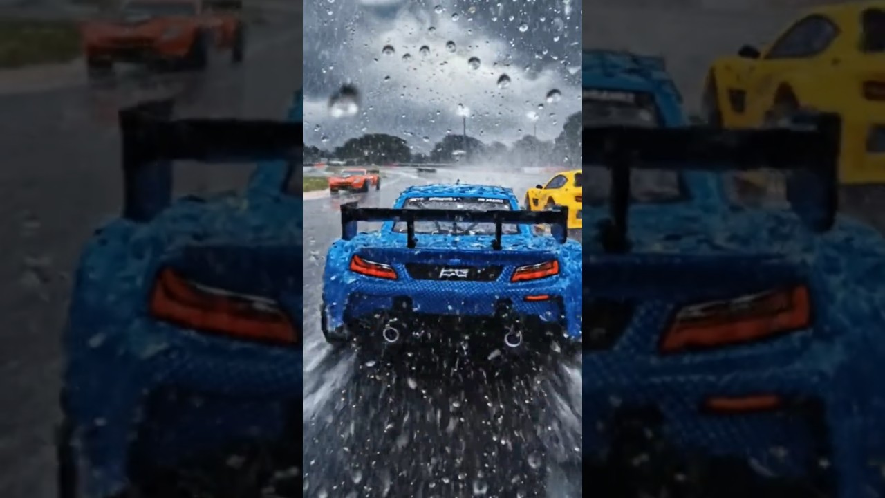 3 RC Cars Racing on a Wet Track | Cinematic Drone View 