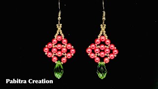 Easy Diamond Teardrop Beaded Earrings|| How to make DIY Beaded  Earrings || Beaded Jewelry