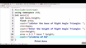How to calculate Area of Right angle Triangle in C++