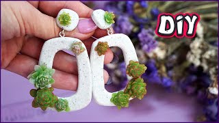 DIY 👍🏻 Модные серьги с суккулентами / Fashionable earrings made of polymer clay / Полимерная глина