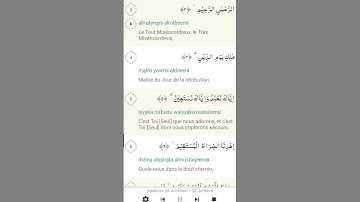 سورة الفاتحة مع ترجمة باللغة الفرنسية ، الشيخ مشاري راشد العفاسي.