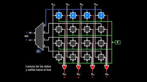 Funcionamiento memoria RAM 2D de 4 palabras x 4 bits paso a paso