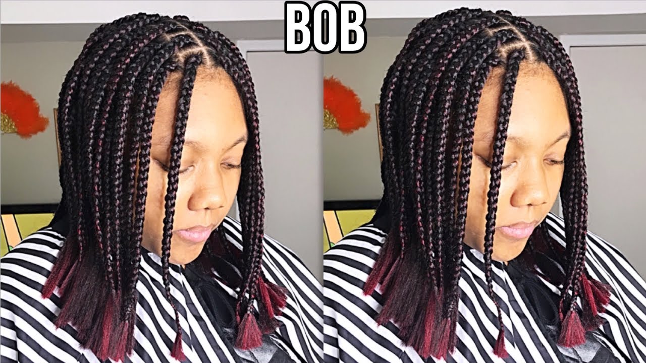 box braids bob, bob braids, bob box braids, rubber band box bra...