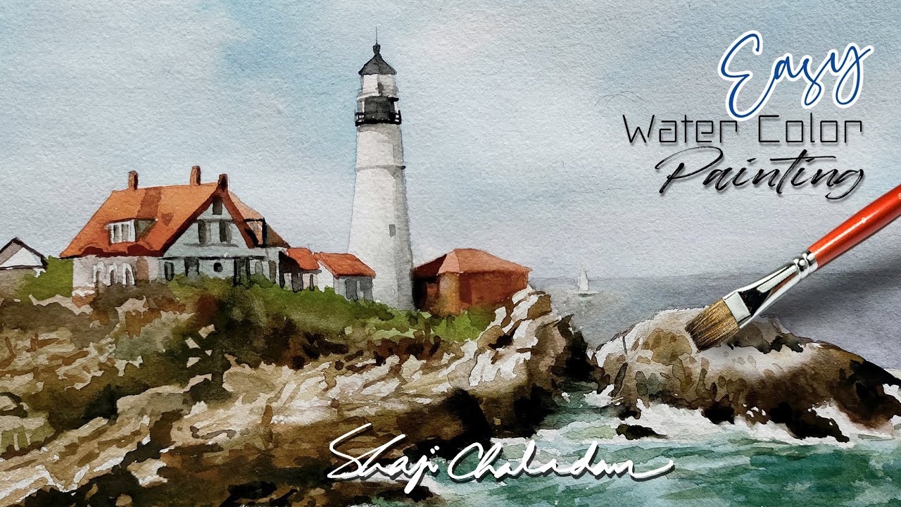 How to paint a Lighthouse in Watercolor Watercolor Painting Demo