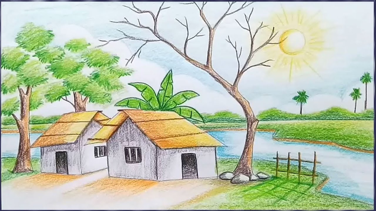 How to Draw a Village Landscape with Oil Pastel | Oil Pastel Painting -  YouTube