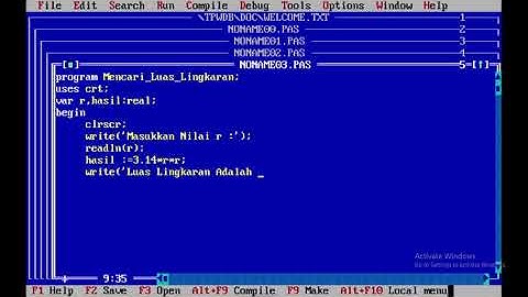 Program Cara Menghitung Luas Lingkaran menggunakan Turbo Pascal  || Logika & Algoritma