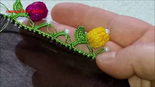 216 Kurdele Boncuk Ve Lif Tığıyla Çeyizlik Harika Bir Tığ Oyası