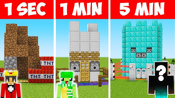 WE BUILT THE BEST SECURITY TOWER! 5 SECONDS VS 1 MIN VS 5 MIN (Minecraft)