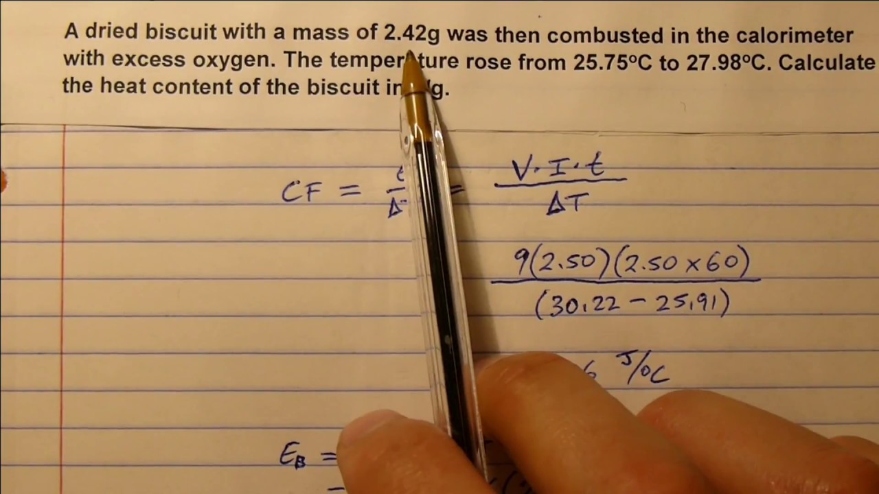 VCE Chemistry Unit 4 Bomb Calorimeter Example YouTube