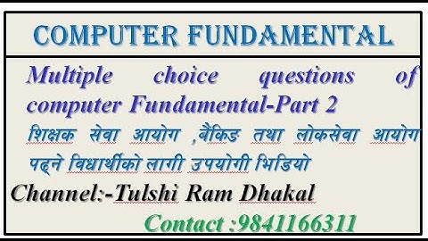 #Multiple Choice questions computer fundamental#part 2#Tulshi Ram Dhakal#Multiple choice question#