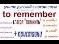 № 229 Глаголы русского языка: "ПОМНИТЬ " + приставки, значения и фразы