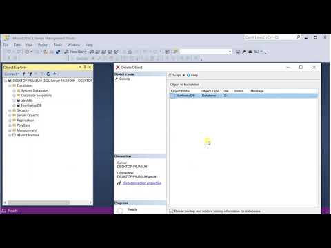 Backup and restore of a database in SQL Server