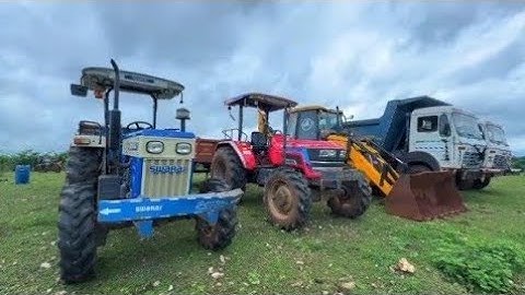 Swaraj 742 | Kubota 5501 Loading Mud With JCB 3dx Backhoe #jcbvideo #tractorvideo #farmingvideos