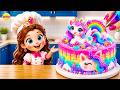Mini Rainbow Unicorn Cake 🌈🦄 How To Make Miniature Princess Cake Decorating | Mini Cakes