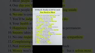 20 harsh truth in real life #motivation #deepquotes #foryou #growth #mindset #viral