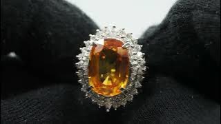 233696721 Orange Yellow Sapphire 6.85ct Diamond 1.16ct PT900 14.0g
