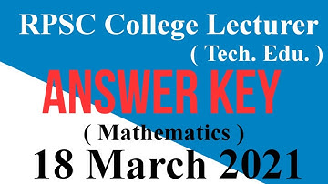 RPSC College Lecturer||technical education||maths answer key||paper solution||aj sir