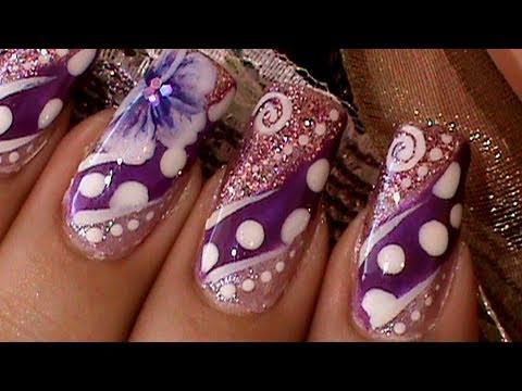 Big Purple Dots Nail Art Design Tutorial