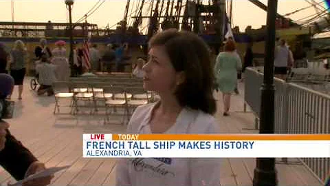 Claire Mouledoux with Visit Alexandria talks about French tall ship Hermione