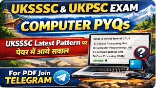 🔥 UKSSSC UKPSC Computer Previous Year Questions | Latest Pattern PYQs | Most Important Questions