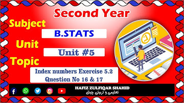 Inter Part-2 Business Statistics Unit 05{Lecture No 24} Index Number 5.2 #hafizzulfiqarshahid