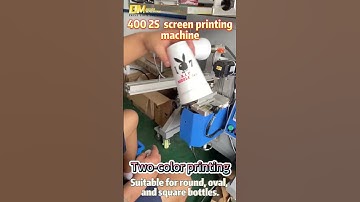 ✨ Two-color overprinting on round plastic bottles with DEMA 400-2S Screen Printing Machine