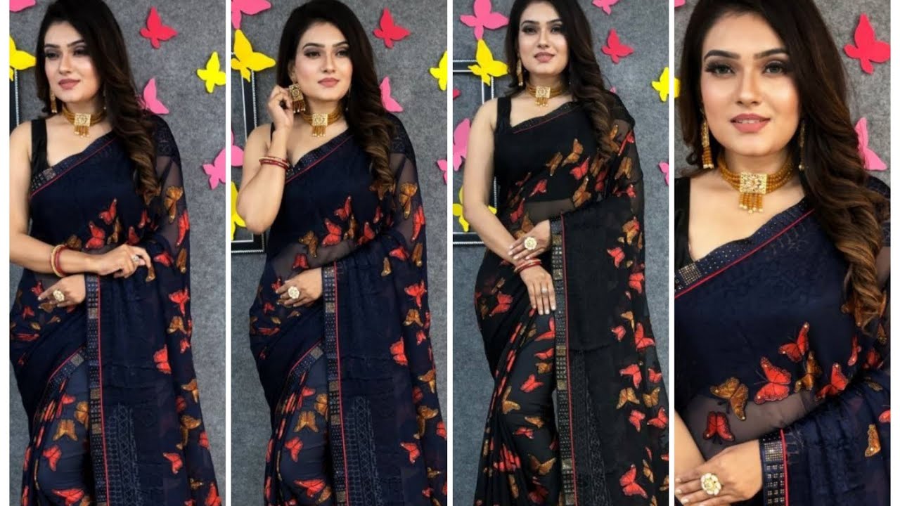 now trending collection /black colour saree/online shopping