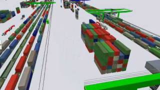 Flexsim CT intermodal rail yard transfer simulation model