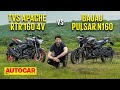 Tvs apache rtr 160 4v vs bajaj pulsar n160 i which is the best 160cc motorcycle i autocar india