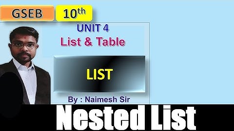 std 10 GSEB Computer Ch 4 List and Table handling in HTML