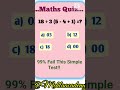 solve👉 | Math Quiz✍️🧠 #shorts  #ssc #mathchallenge👍 #puzzles
