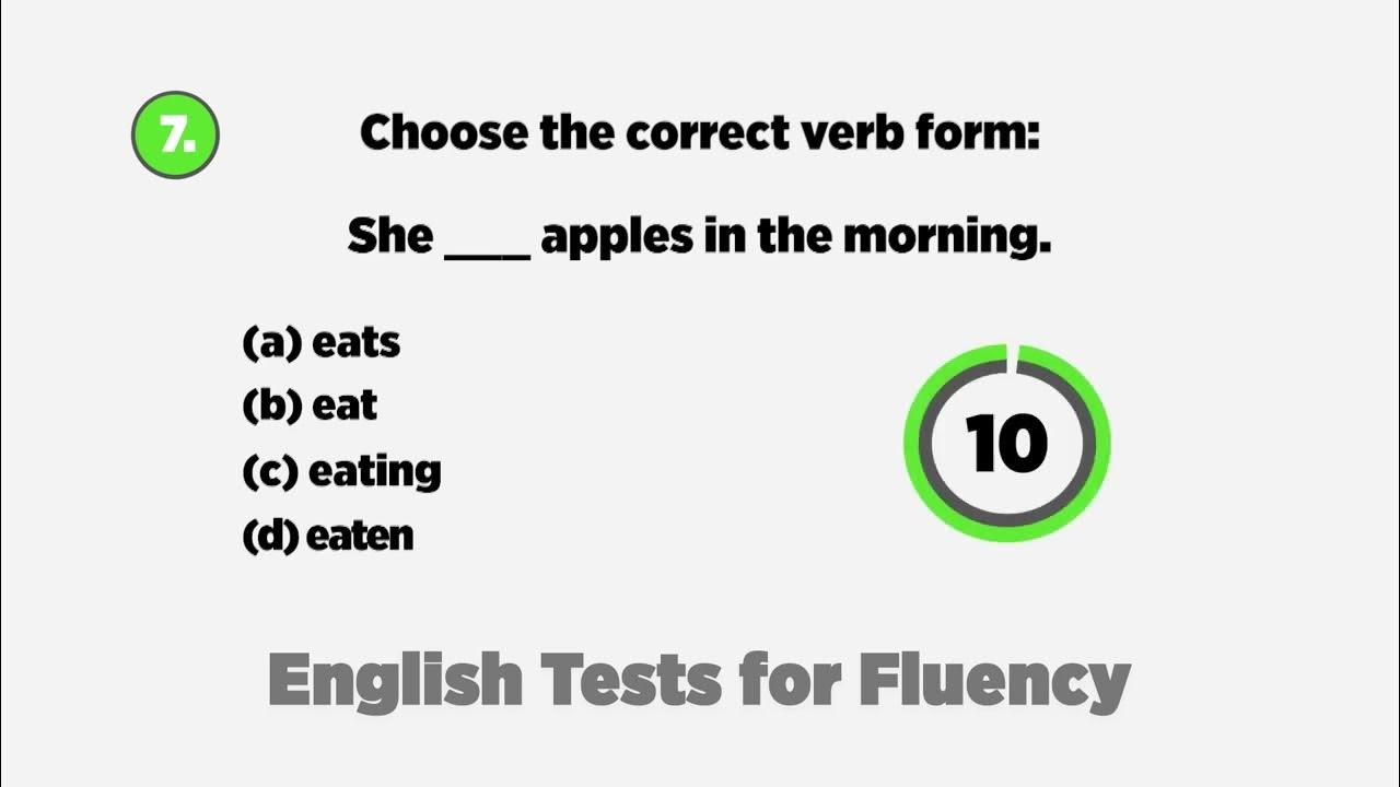 Basic English Test Level A1 English Test for Fluency YouTube