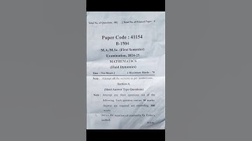 M.A./M.Sc 1st Semester MATHEMATICS (Fluid Dynamics) Paper 4th Question Paper 2024–25 #mjpru #shorts