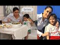 Taimur and jeh ali khan eating food with mom kareena kapoor khan at her shooting location 