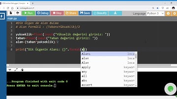 Python da Dik Üçgen de Alan Bulma
