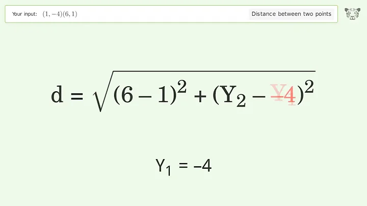 Find the distance between two points p1 (1,-4) and p2 (6,1): Step-by-Step Video Solution