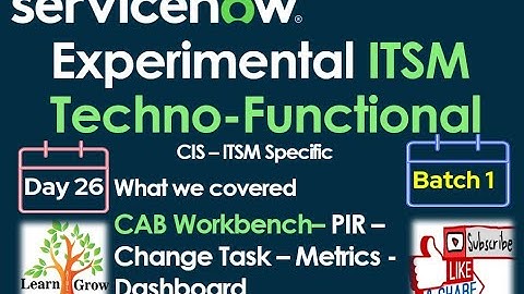 ITSM Batch 1 | Day 26 | Cab Workbench Demo - PIR - Change Task - Metrics - Dashboard #Shorts #Short