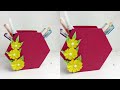 DIY Making Desktop Organizer With Waste Paper Pen Holder Organizer Paper Crafts 