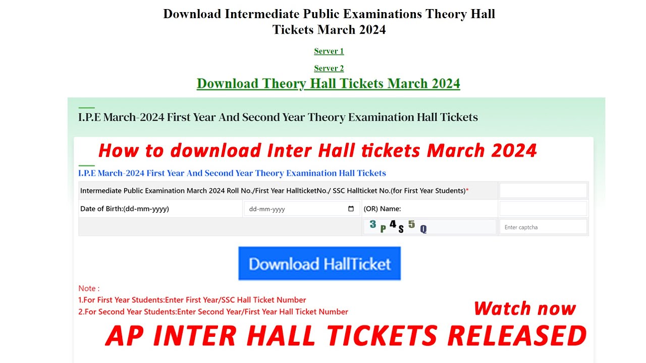 AP Inter Hall Tickets Released March 2024 | 