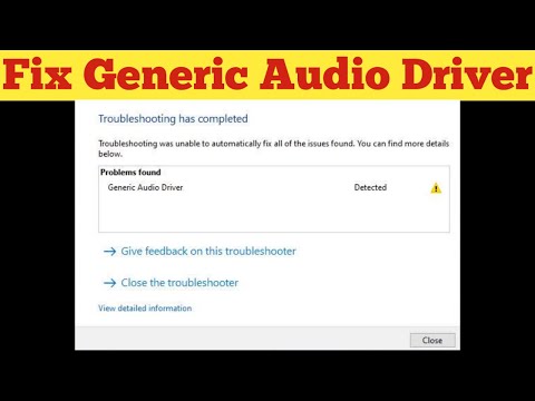 How To Fix Generic Audio Driver Detected In Windows